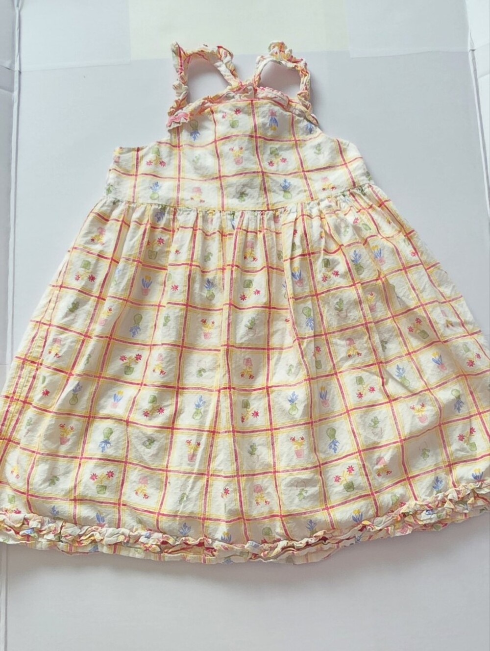 Cupcakes & Cashmere Sleeveless Yellow Plaid Floral Sundress